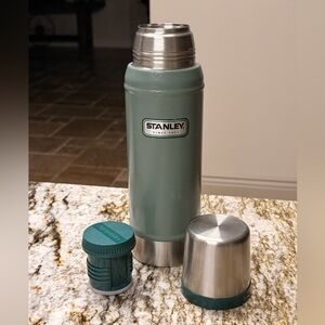 Stanley Silver & Green Stainless Steel 25oz. Thermos with Cup and Lid
